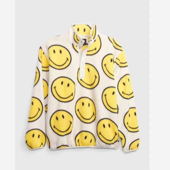 NWT Gap × Smiley Arctic Fleece Snap Button Pullover - Picture 2 of 7